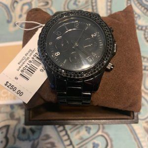 Michael Kors Swarovski Crystal Chrono Watch, black. EUC!
